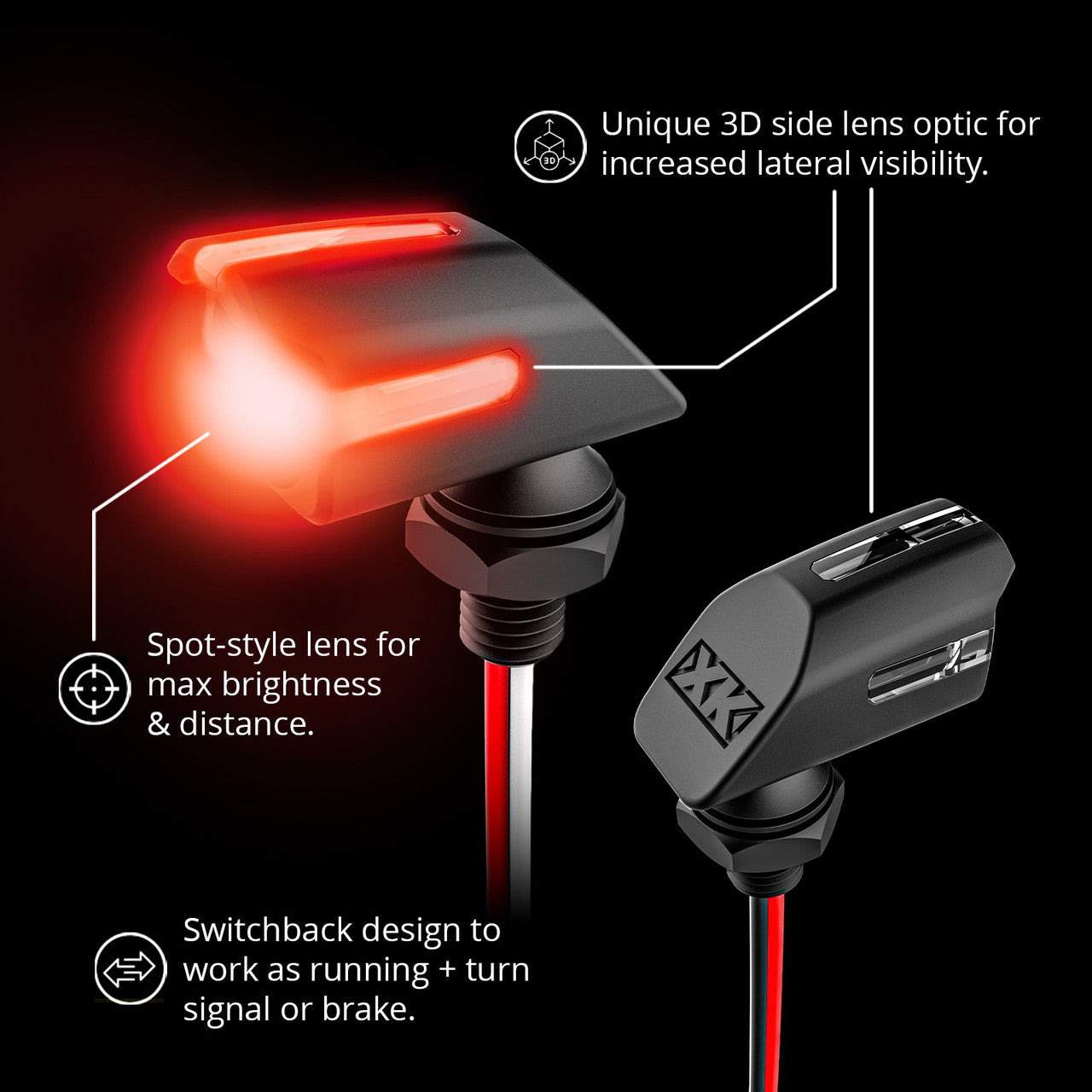 XK Glow Mini Red Turn Signal Chrome x2 - 0