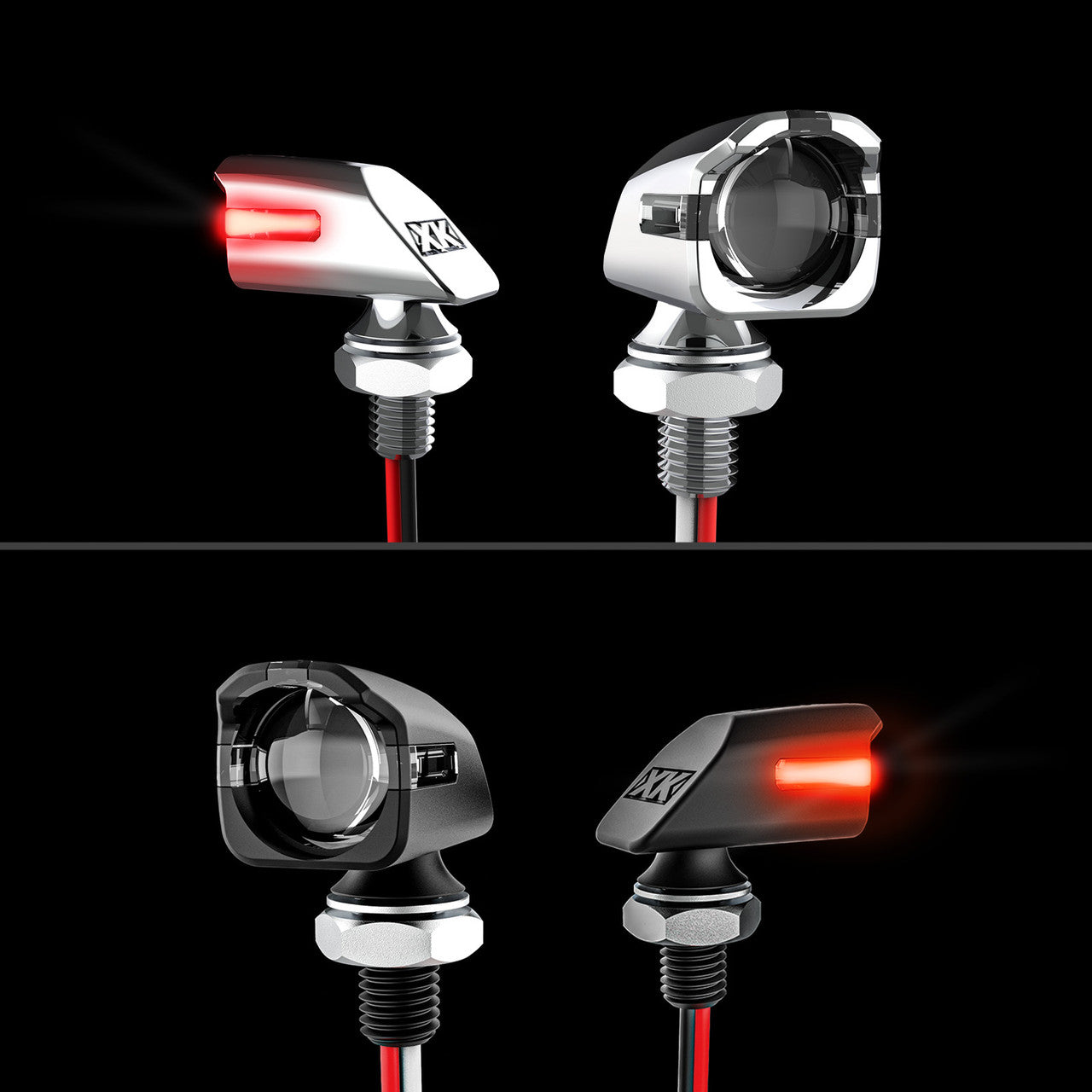 XK Glow Mini Turn Signal Front/Rear Black x4