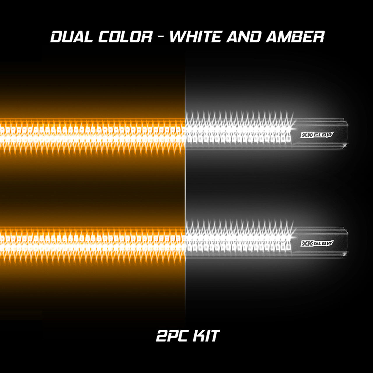 XK Glow Jeep & Truck Running Board Light w/ Turn Signal 2x60in White + Amber - 0