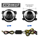XK Glow 4in Fog Light JEEP 2pc Kit w/ Switchback Halo White DRL + Amber Turn Signal-1
