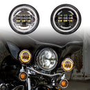 XK Glow Chrome 2pc. Motorcycle Driving Lights w/ Amber Halo-2