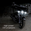 XK Glow Black 2pc. Motorcycle Driving Lights w/ Amber Halo-2