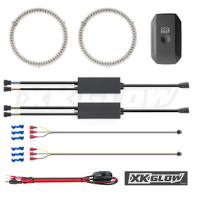 XK Glow 2x100mm - RGB Switchback Halo Million Color XKCHROME Smartphone App Controlled Kit - 0