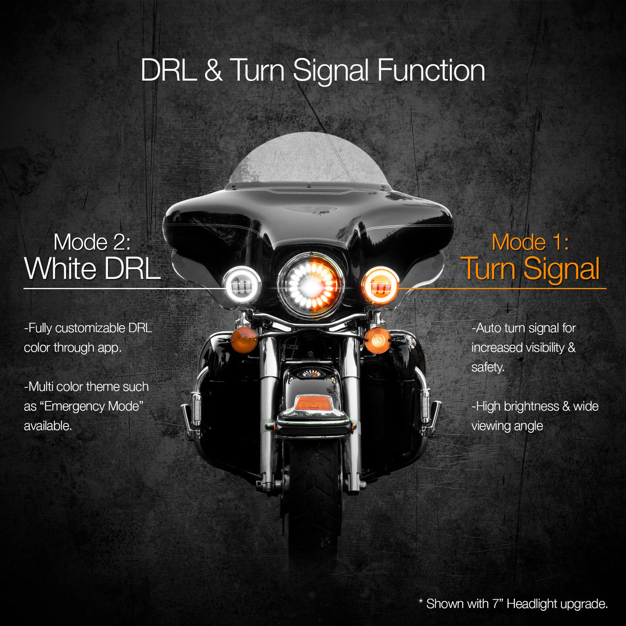 XK Glow 4.5In Chrome RGB LED Harley Running Light XKchrome Bluetooth App Controlled Kit - 0