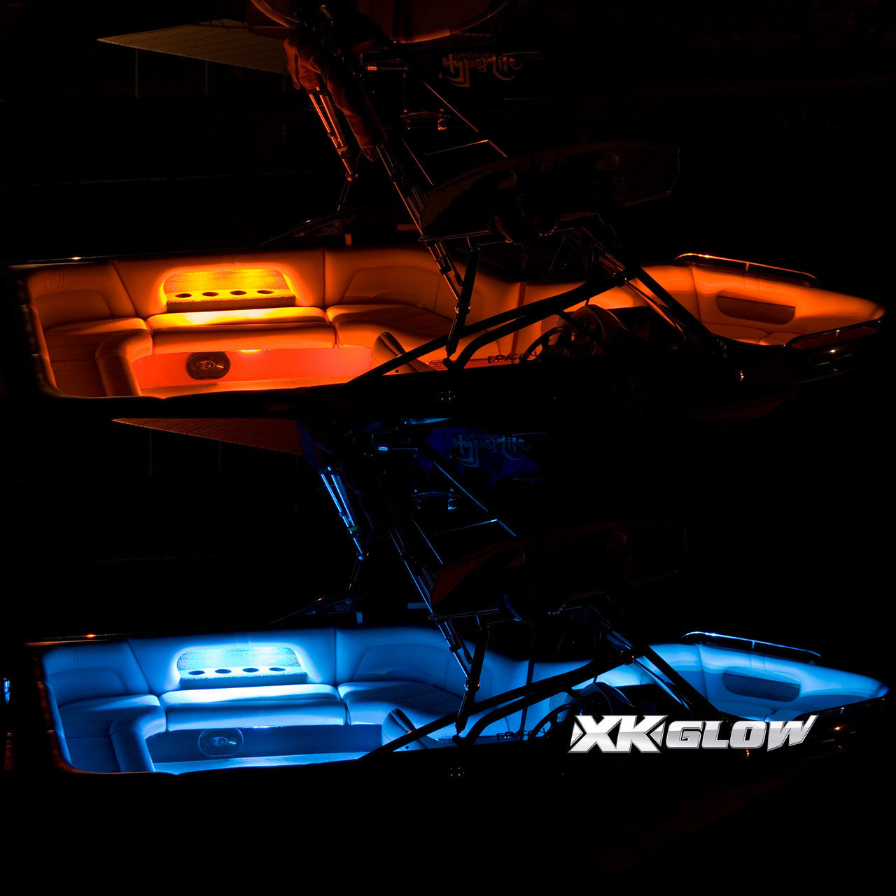 XK Glow Flex Strips 2 Million Color XKGLOW LED Accent Light Marine/Boat Kit 6x36In Strips + 6x 10In - 0