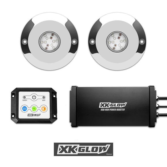 XK Glow RGB LED UNDERWATER LIGHT KIT FOR BOAT 2PC 48W