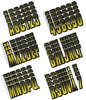 Hardline Boat Lettering Registration Kit 3 in. - 300 Yellow/Black
