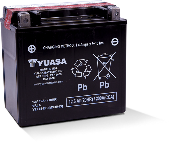 Yuasa YTX14-BS Maintenance Free AGM 12 Volt Battery (Bottle Supplied)