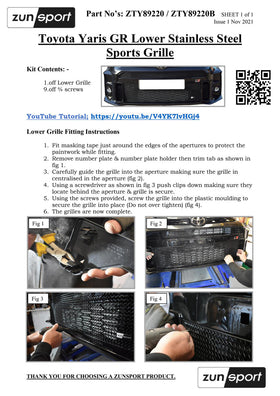 Zunsport Toyota GR Yaris - Lower Grille - Silver Finish - 0