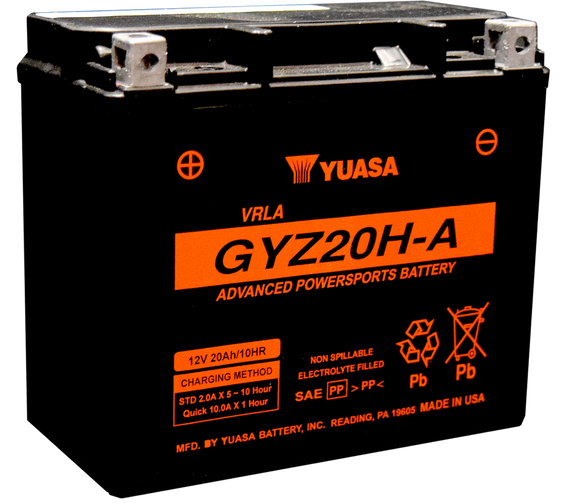 Yuasa GYZ20H-A High Performance Maintenance Free AGM 12 Volt Battery