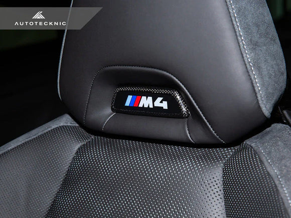AutoTecknic BMW M Front Seat Dry Carbon Illuminated Emblem Surround
