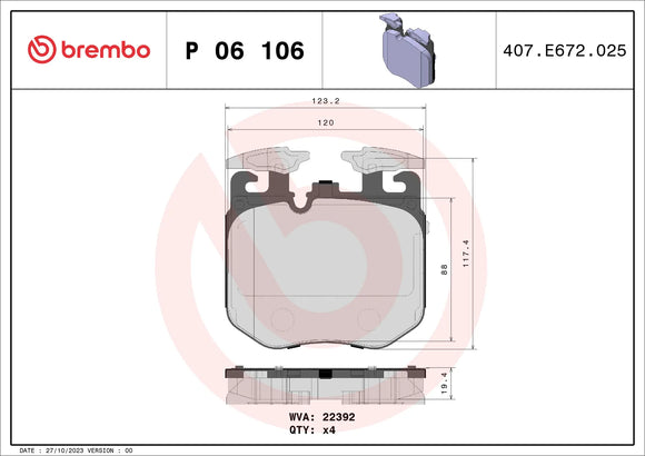 Brembo 17-20 BMW 540i Premium NAO Ceramic OE Equivalent Pad - Front