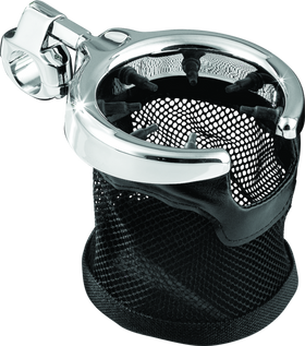 Kuryakyn Drink Holder with Mesh Basket 1 inch Clamp Chrome