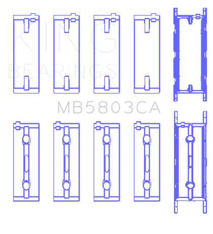 King BMW S65B40A Crankshaft Main Bearing Set (Set of 5)