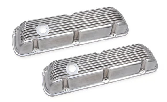 Mr. Gasket Cast Aluminum Valve Covers Pair - Polished Fits 1962-1985 Ford 221-351W Small Block