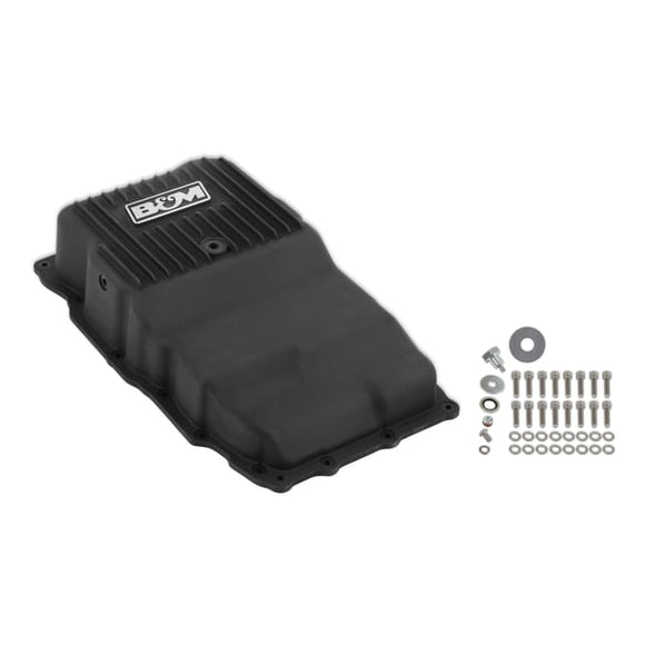 B&M CAST TRANS PAN. 17-23 GM 10L80. BLACK