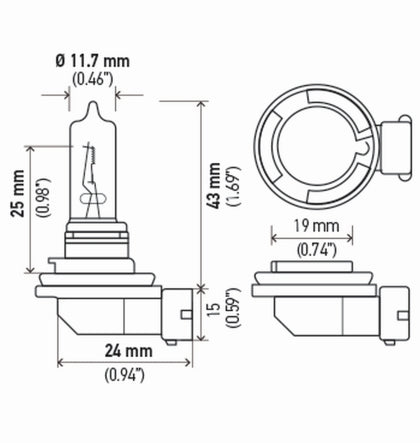 Hella H9 12V 65W PGJ19-5 HP 2.0 Halogen Bulbs - 0