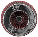 K&N Universal Air Filter Chrome Round Tapered Red - 4in Flange ID x 1.125in Flange Length x 5.5in H-2