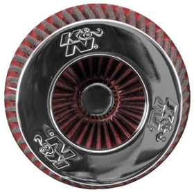 K&N Universal Air Filter Chrome Round Tapered Red - 4in Flange ID x 1.125in Flange Length x 5.5in H - 0