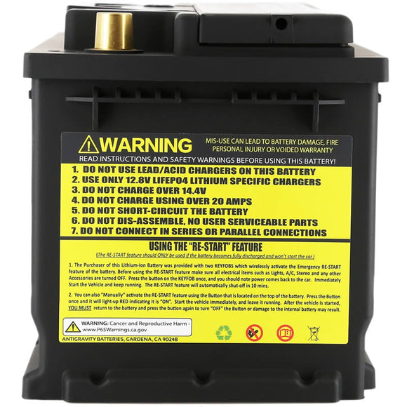 Antigravity H8/Group 49 Lithium Car Battery w/Re-Start