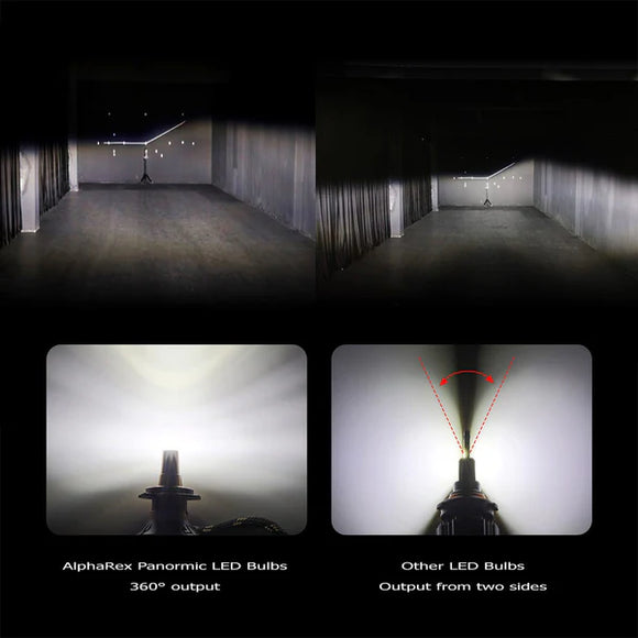 AlphaRex Gold Ammo Panoramic LED Light Bulbs - 9006