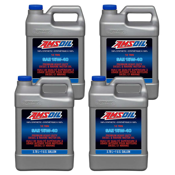 AMSOIL 15W-40 Heavy-Duty Diesel and Marine Oil Case of 4
