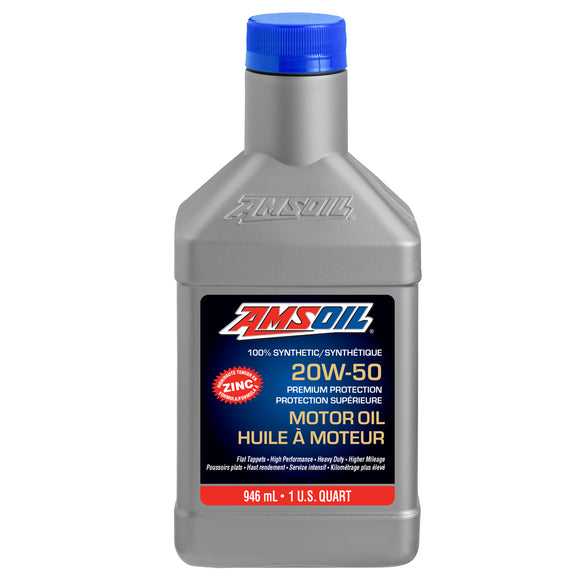 AMSOIL Premium Protection 20W-50 100% Synthetic Motor Oil 946 ml Bottle