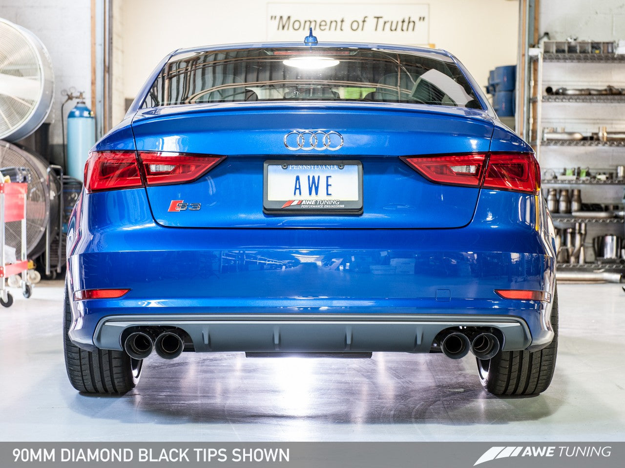 AWE Track Edition Exhaust for Audi 8V S3 - Diamond Black Tips, 90mm