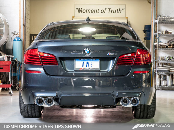 AWE Touring Edition Axle Back Exhaust for BMW F10 M5, Chrome Silver Tips