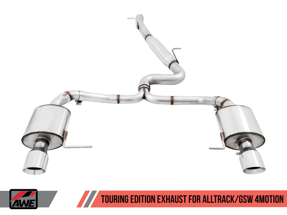 AWE Touring Edition Exhaust for VW Golf Alltrack / Sportwagen 4Motion - Chrome Silver Tips