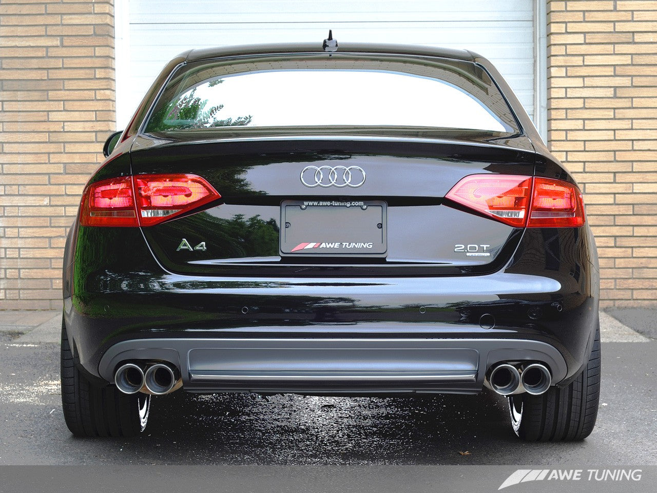 AWE Carbon Fiber Quad Tip Valance Conversion Kit for B8 A4 - Non S-Line Cars (Heat shield and hardware included)