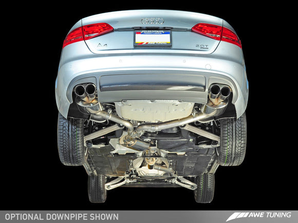 AWE Touring Edition Exhaust for B8 A4 2.0T - Quad Tip, Polished Silver Tips