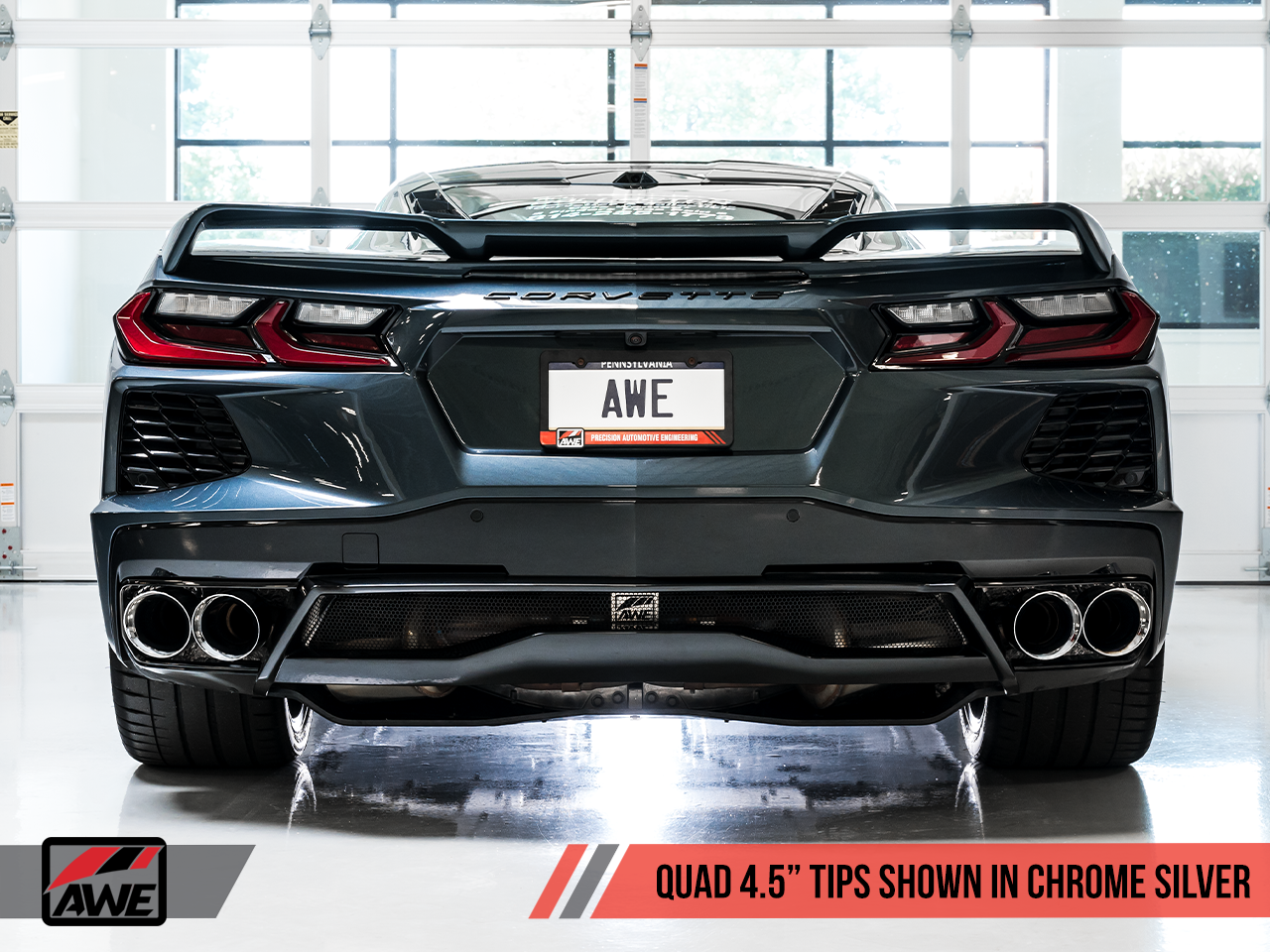 AWE Touring Edition Exhaust for C8 Corvette -- Chrome Silver Tips