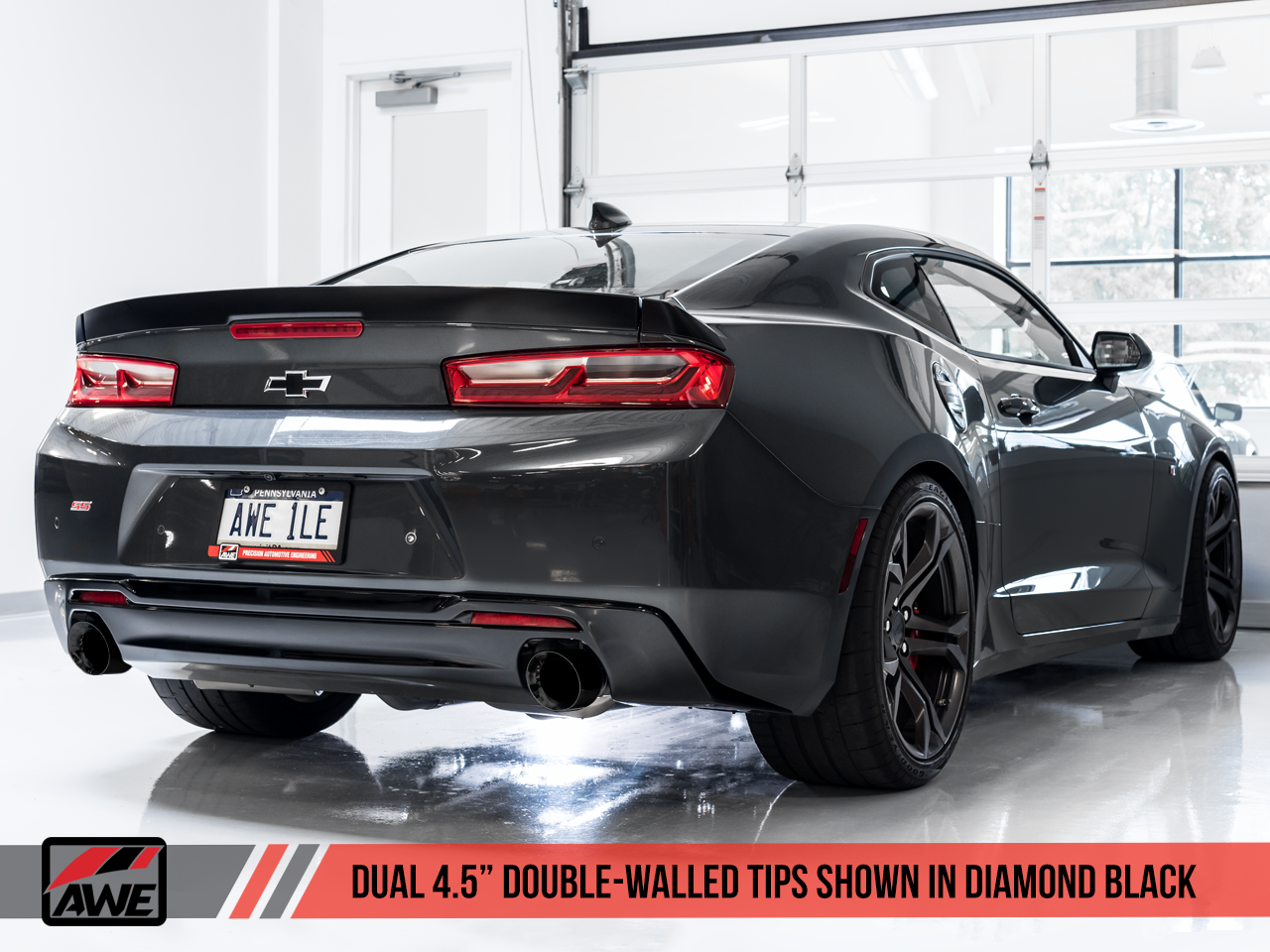 AWE Track Edition Axleback Exhaust for Gen6 Camaro SS - Diamond Black Tips (Dual Outlet)
