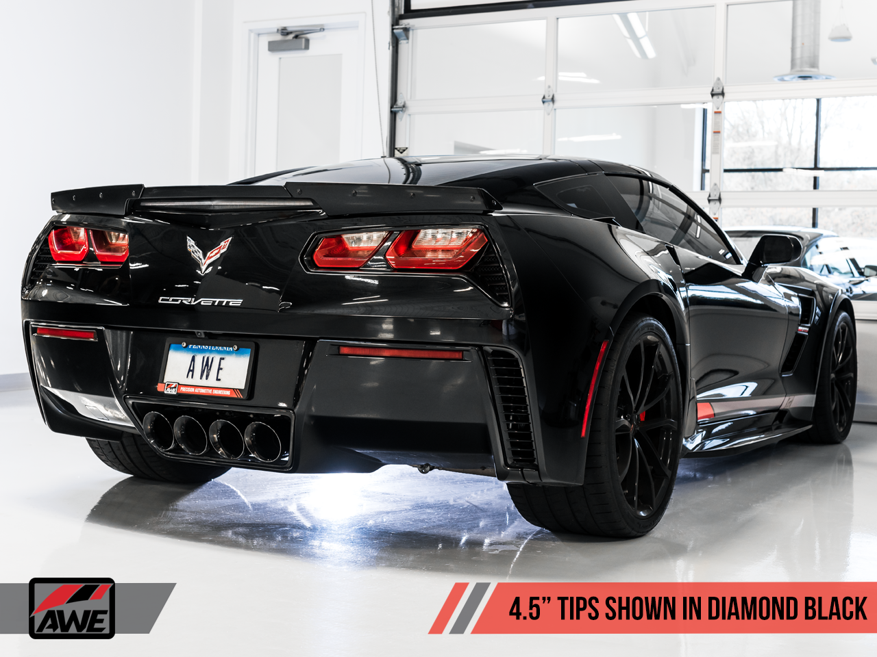 AWE Track Edition Axleback Exhaust for C7 Corvette without AFM Valves - Z06 / ZR1 / Z51 Manual 17+ / GS Manual -- Diamond Black Tips