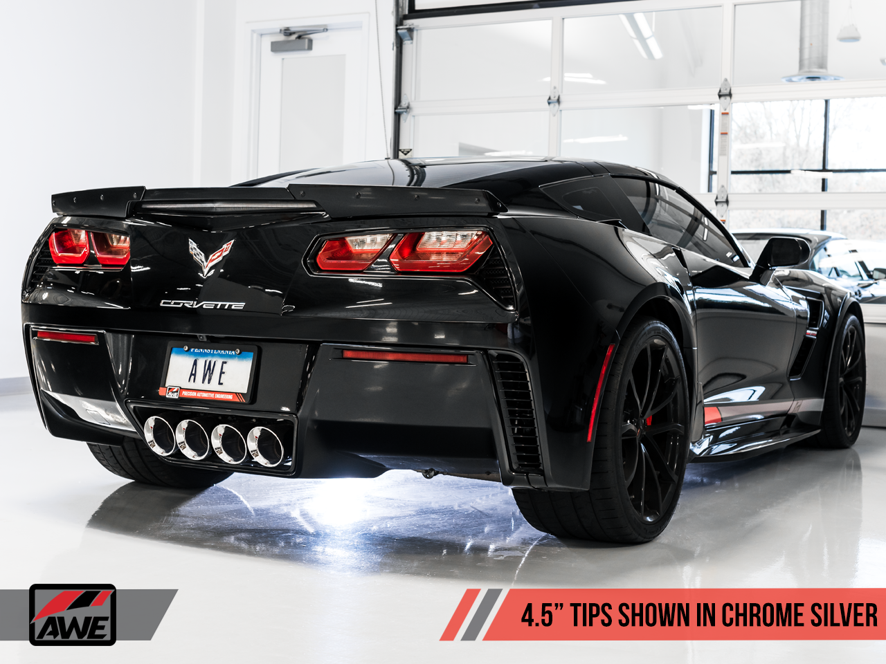 AWE Touring Edition Valveback Exhaust for C7 Corvette with AFM Valves - Stingray / Z51 Auto / GS Auto -- Chrome Silver Tips