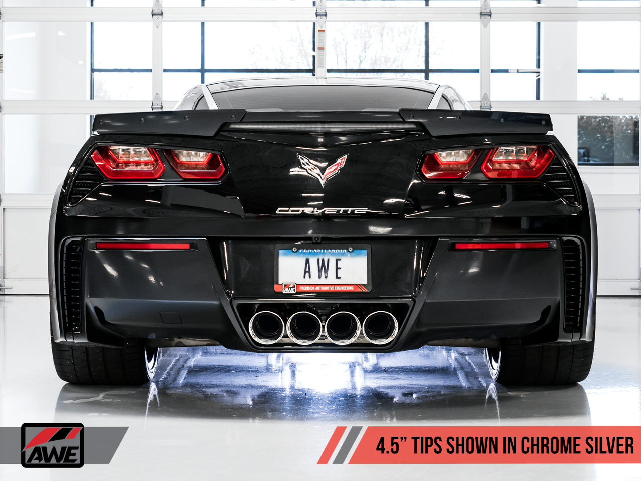 AWE Touring Edition Axleback Exhaust for C7 Corvette without AFM Valves - Z06 / ZR1 / Z51 Manual 17+ / GS Manual -- Chrome Silver Tips - 0