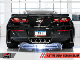 AWE Touring Edition Axleback Exhaust for C7 Corvette without AFM Valves - Z06 / ZR1 / Z51 Manual 17+ / GS Manual -- Chrome Silver Tips - 0