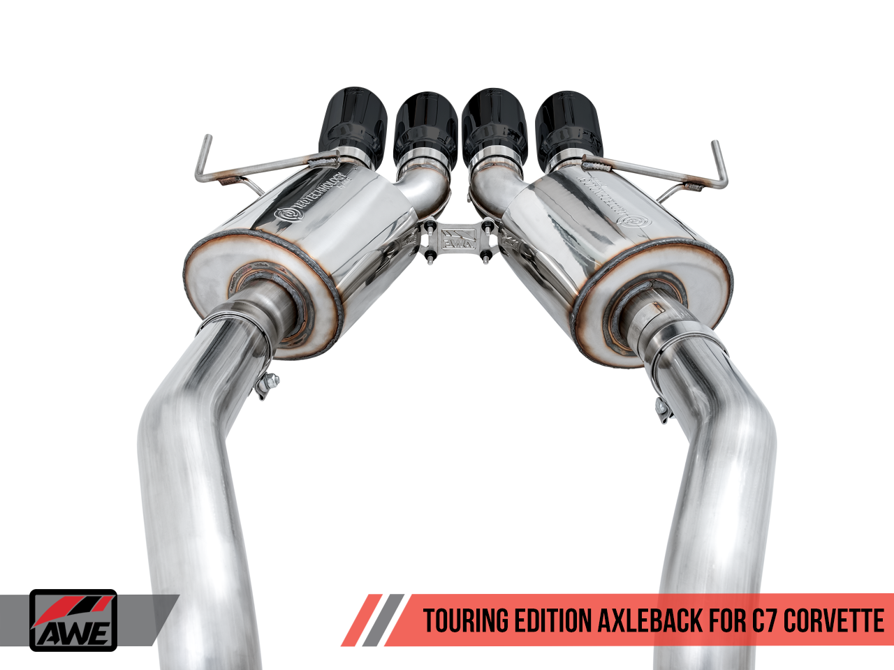 AWE Touring Edition Axleback Exhaust for C7 Corvette without AFM Valves - Z06 / ZR1 / Z51 Manual 17+ / GS Manual -- Diamond Black Tips