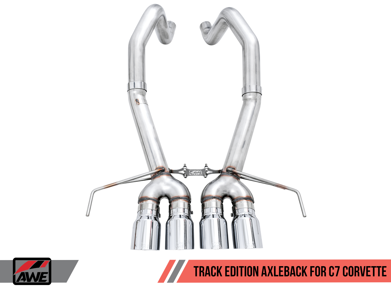 AWE Track Edition Axleback Exhaust for C7 Corvette without AFM Valves - Z06 / ZR1 / Z51 Manual 17+ / GS Manual -- Chrome Silver Tips - 0