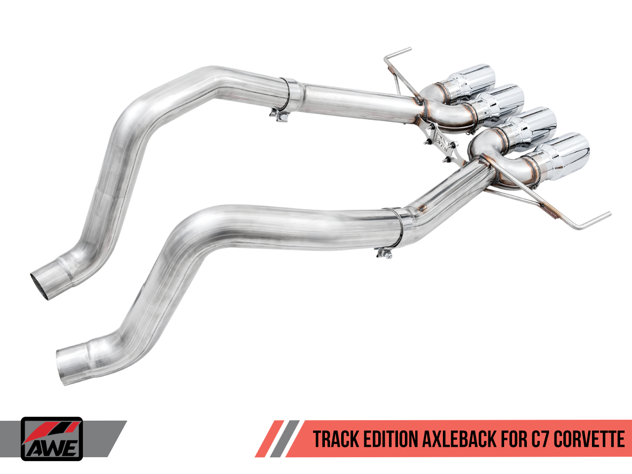 AWE Track Edition Axleback Exhaust for C7 Corvette without AFM Valves - Z06 / ZR1 / Z51 Manual 17+ / GS Manual -- Chrome Silver Tips
