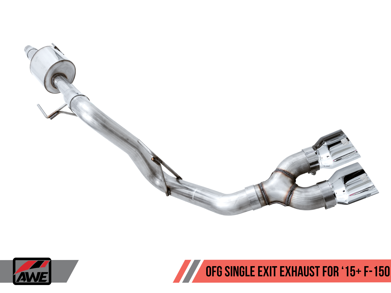 AWE 0FG Single Exit Exhaust for '15-'20 F-150 - 4.5" Chrome Silver Tips