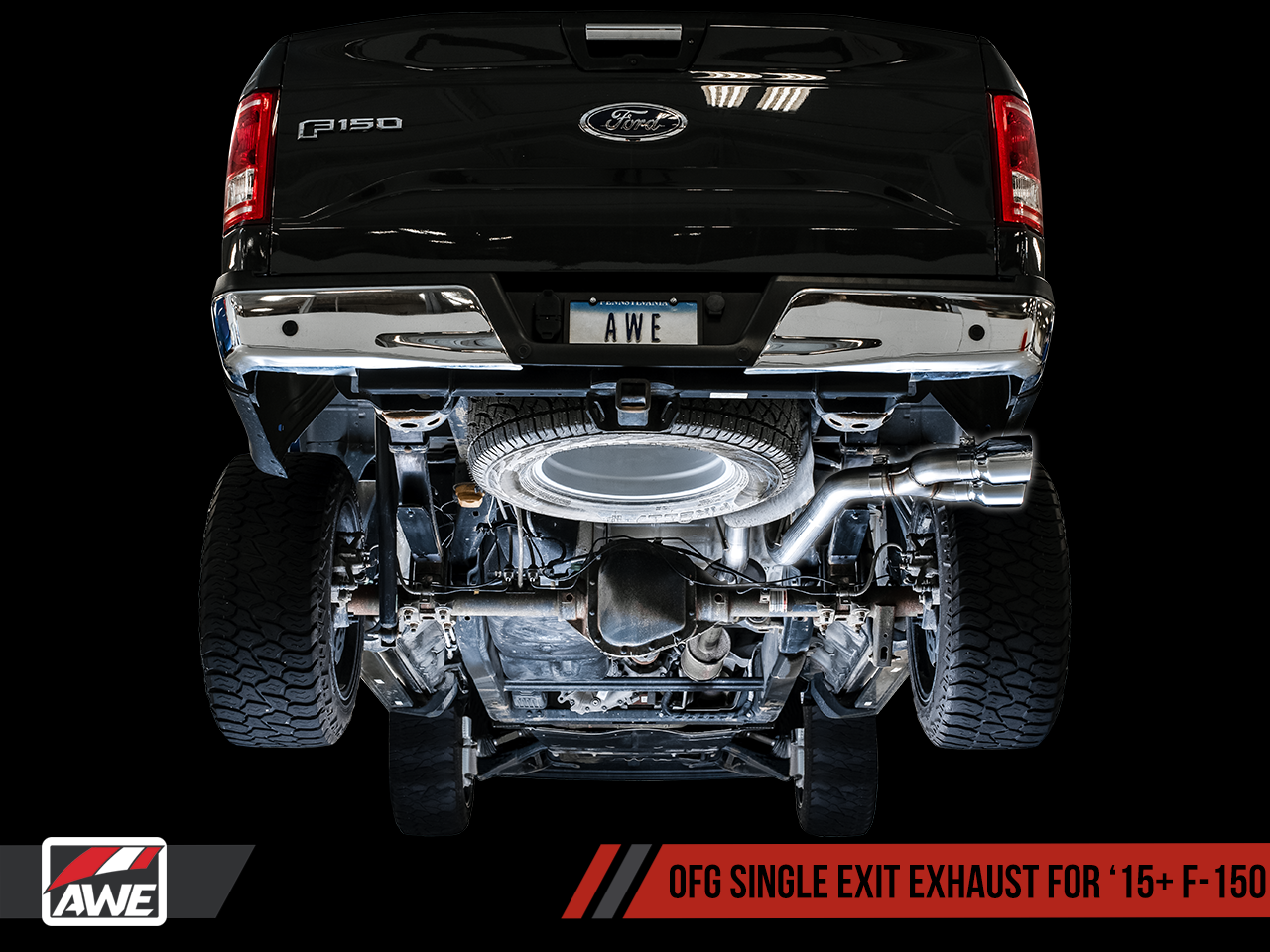 AWE 0FG Single Exit Exhaust for '15-'20 F-150 - 4.5" Chrome Silver Tips - 0