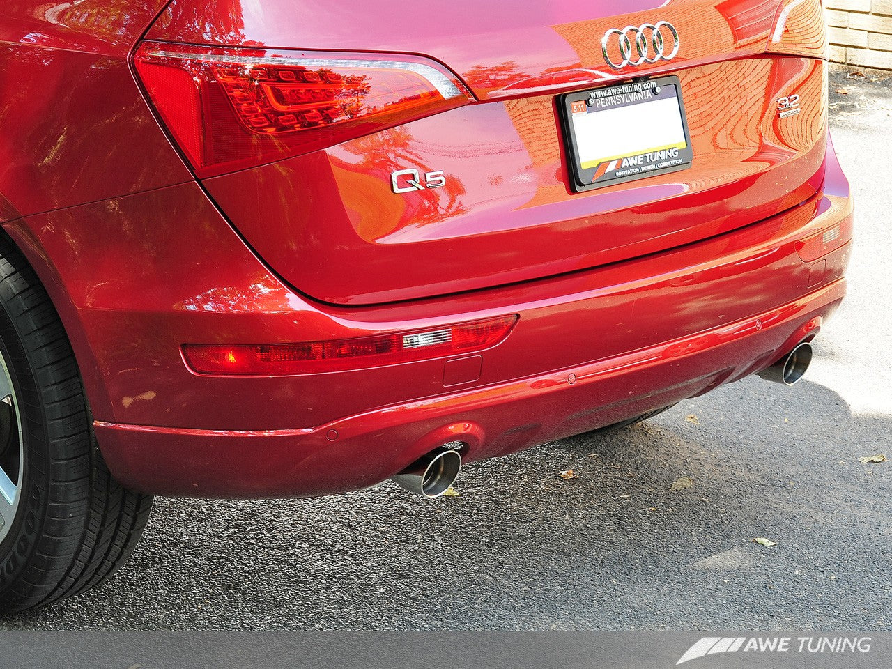 AWE Non-Resonated Exhaust System (Downpipe-Back) for 8R Q5 3.2L -- Polished Silver Tips