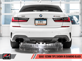 AWE Track Edition Exhaust for G20 M340i - Diamond Black Tips - 0