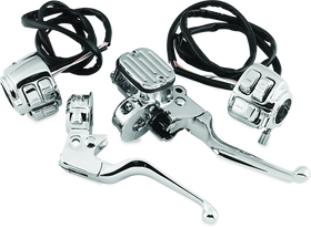 Bikers Choice 96-05 Big Twin 9/16in Bore Chrome Handlebar Control Kit With Chrome Switches