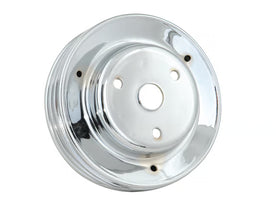 Mr. Gasket Crankshaft Pulley - Chrome - Triple Groove 1969-1985 Small Block Chevrolet with Long Water Pump