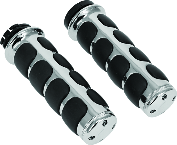 Kuryakyn Premium ISO Grips Without Throttle Boss Dual Cable Chrome