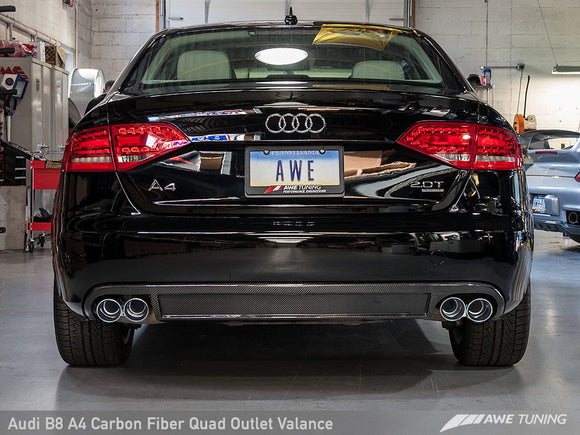 AWE Carbon Fiber Quad Tip Valance Conversion Kit for B8 A4 - Non S-Line Cars (Heat shield and hardware included)