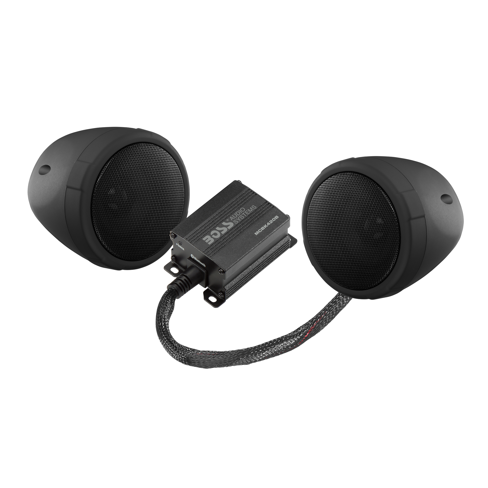Boss Audio Systems Motorcycle Speaker Amplifier/ Bluetooth/ 3in Speakers Pair- Black
